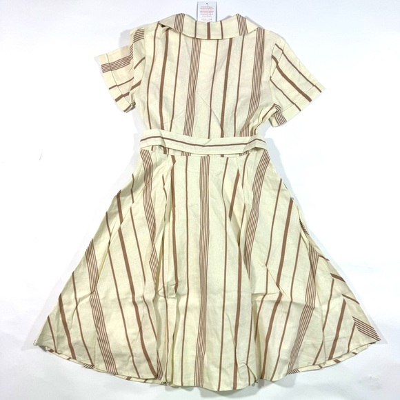 New ModCloth Sweet Surprise Faux Wrap Dress Ivory Stripe - Picture 3 of 7